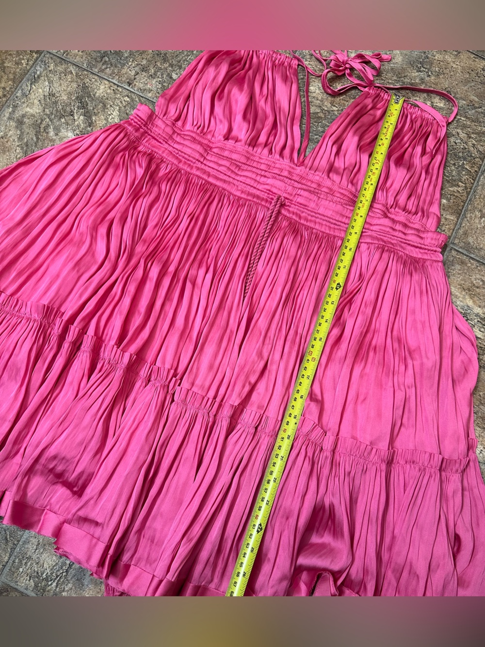 Reset by Jayne 2 Strap Mini Dress Miranda Halter Dress- Hot Pink- Size Large - Picture 5 of 5